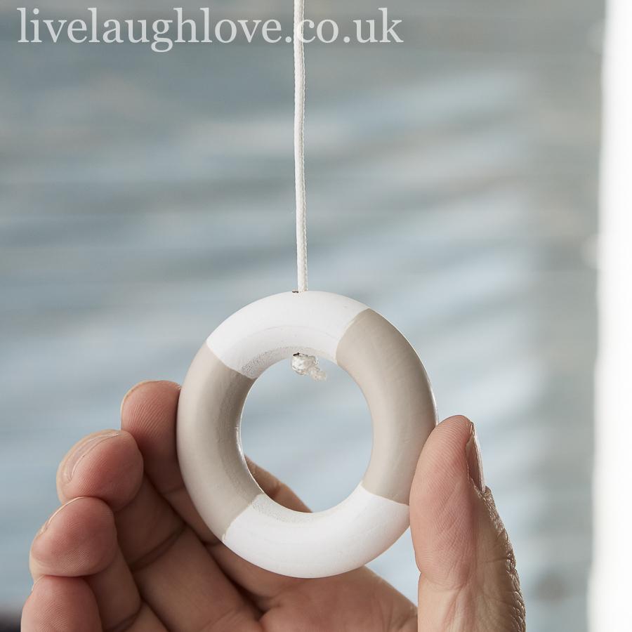 Painted Wooden Life Ring Light Pull - Natural - LIVE LAUGH LOVE LIMITED
