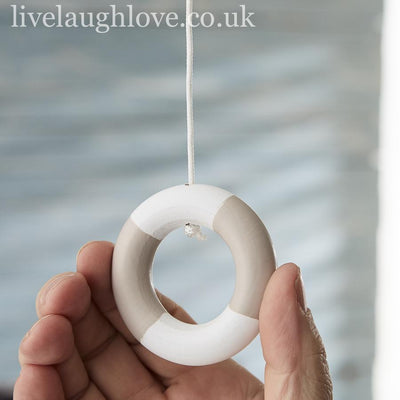 Painted Wooden Life Ring Light Pull - Natural - LIVE LAUGH LOVE LIMITED