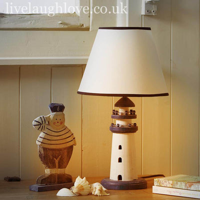 Painted Wooden Lighthouse Lamp - Blue & White - LIVE LAUGH LOVE LIMITED