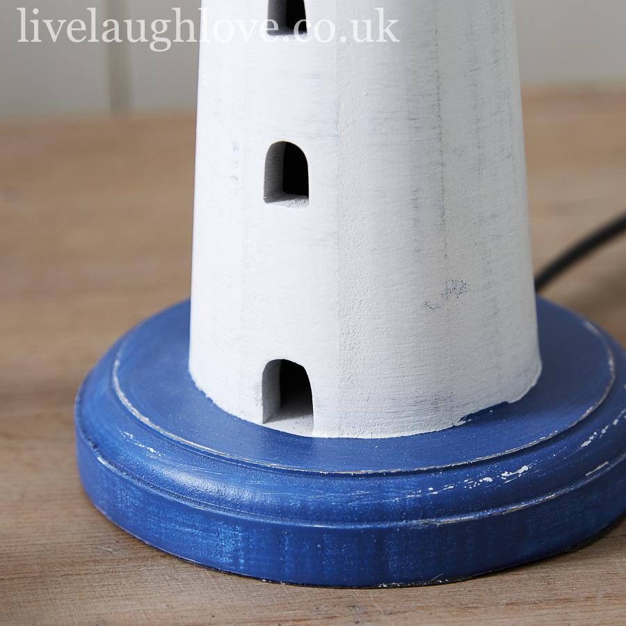 Painted Wooden Lighthouse Lamp - Blue & White - LIVE LAUGH LOVE LIMITED