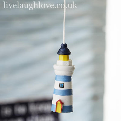Painted Wooden Lighthouse Light Pull - Yellow Band - LIVE LAUGH LOVE LIMITED
