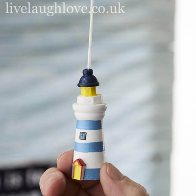 Painted Wooden Lighthouse Light Pull - Yellow Band - LIVE LAUGH LOVE LIMITED