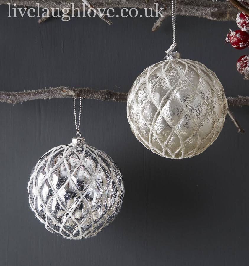 Pair Of Shatterproof Mercury Style Baubles - LIVE LAUGH LOVE LIMITED