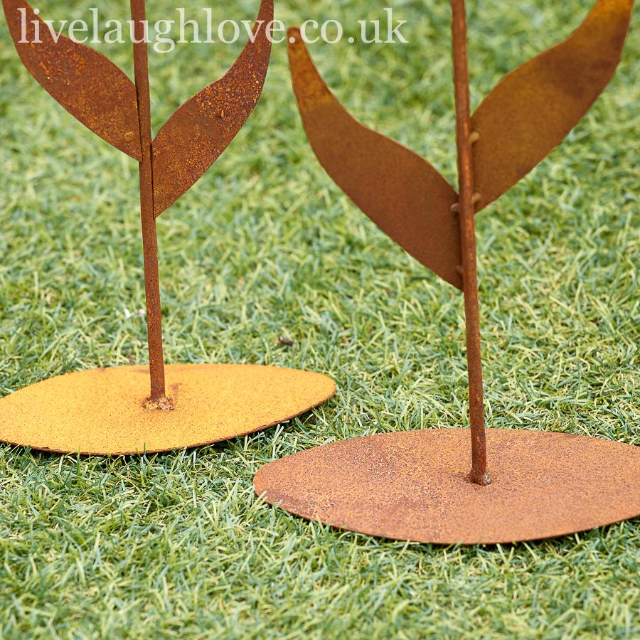 Pair Of Tulip Rustic Garden Decorations - LIVE LAUGH LOVE LIMITED
