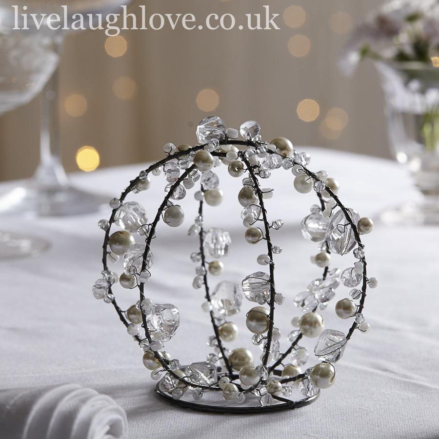 Pearl & Crystal Decorative Globe - Medium - LIVE LAUGH LOVE LIMITED