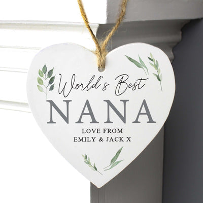 Personalised Botanical Hanging Wooden Heart Decoration - LIVE LAUGH LOVE LIMITED