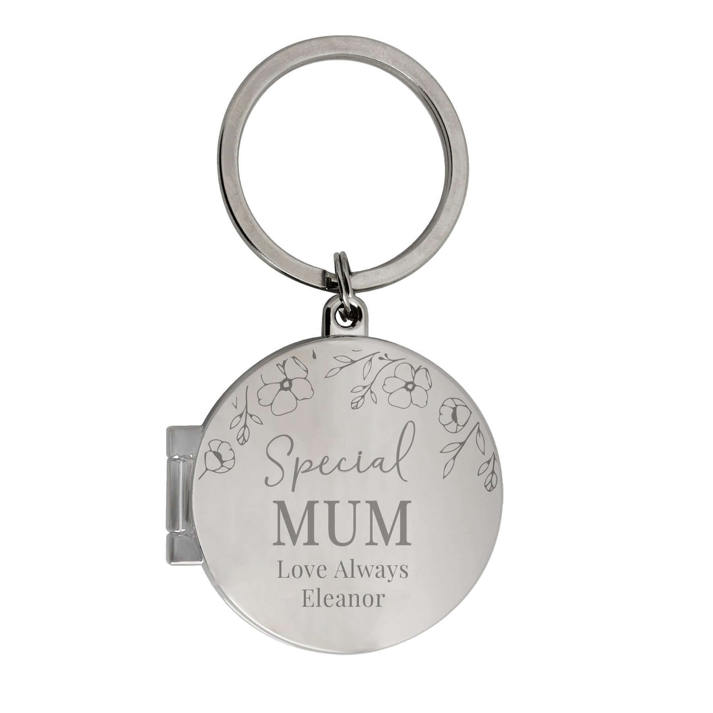 Personalised Floral Round Photo Frame Keyring - LIVE LAUGH LOVE LIMITED