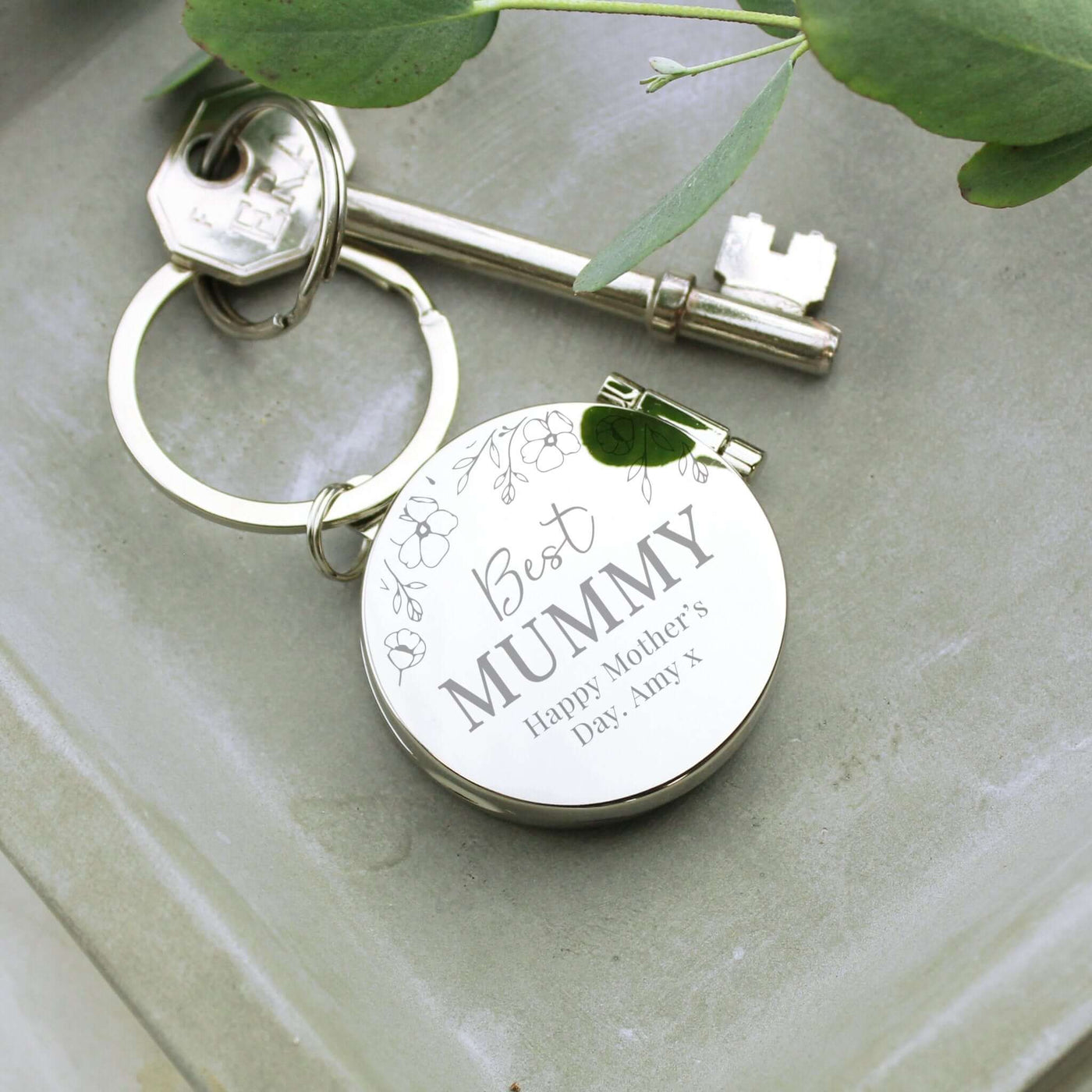 Personalised Floral Round Photo Frame Keyring - LIVE LAUGH LOVE LIMITED