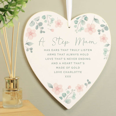 Personalised Floral Wooden Heart Decoration - LIVE LAUGH LOVE LIMITED