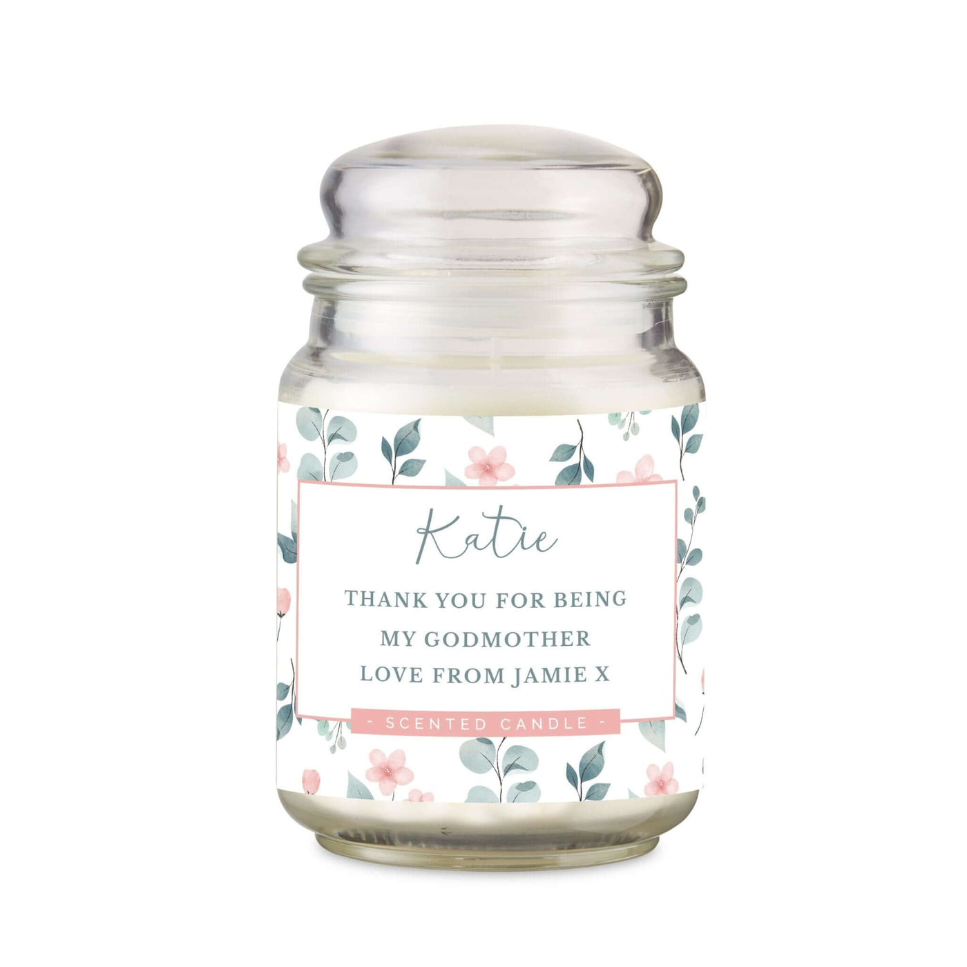 Personalised Large Floral Scented Jar Candle - LIVE LAUGH LOVE LIMITED