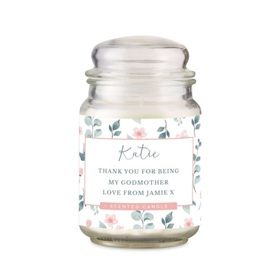 Personalised Large Floral Scented Jar Candle - LIVE LAUGH LOVE LIMITED