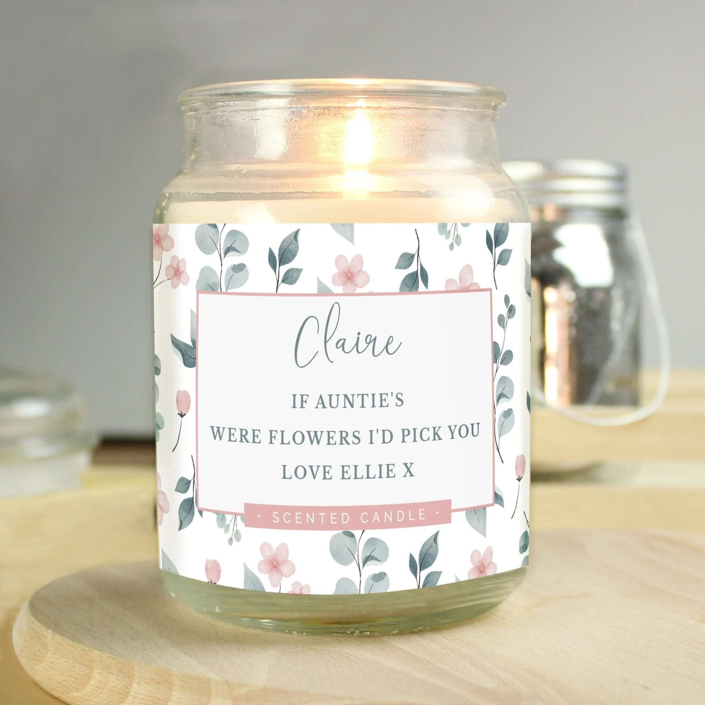 Personalised Large Floral Scented Jar Candle - LIVE LAUGH LOVE LIMITED