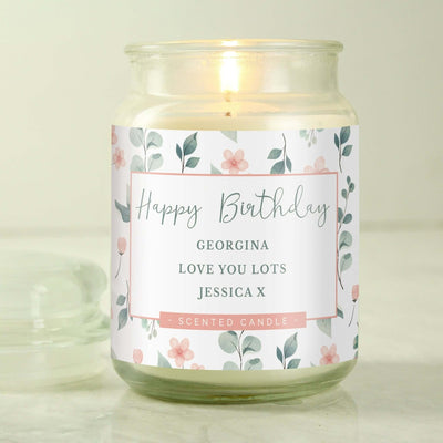 Personalised Large Floral Scented Jar Candle - LIVE LAUGH LOVE LIMITED