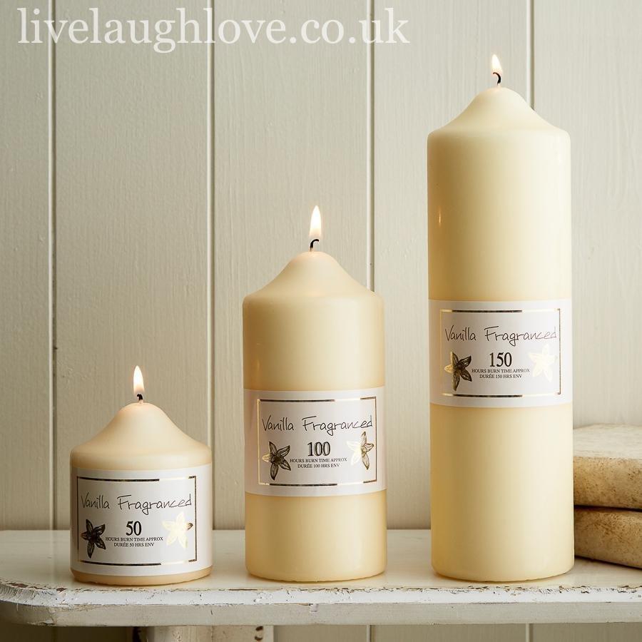 Pillar Candles - Vanilla Scent - LIVE LAUGH LOVE LIMITED