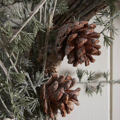 Pinecones and Faux Fir Glitter Wreath - LIVE LAUGH LOVE LIMITED