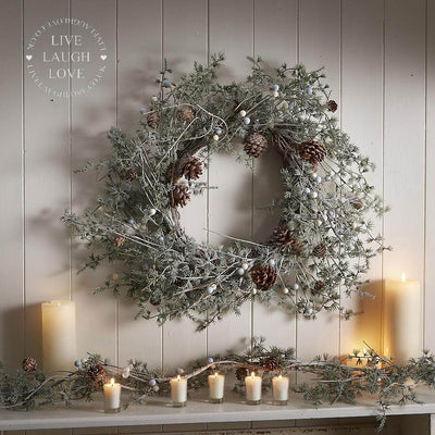 Pinecones and Faux Fir Glitter Wreath - LIVE LAUGH LOVE LIMITED