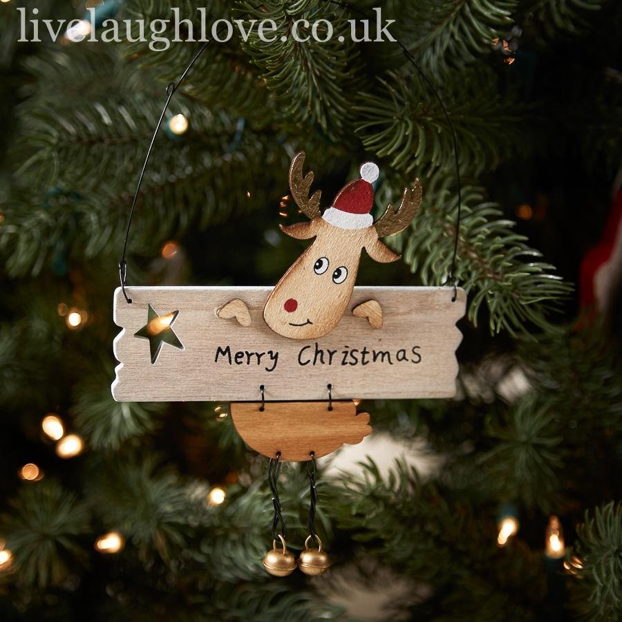 Reindeer Merry Christmas Decoration with Bell Feet - LIVE LAUGH LOVE LIMITED