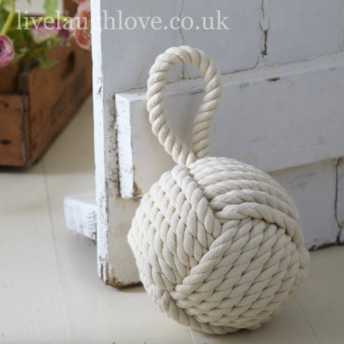 Rope Knot Round Doorstop - Natural Fabric - LIVE LAUGH LOVE LIMITED