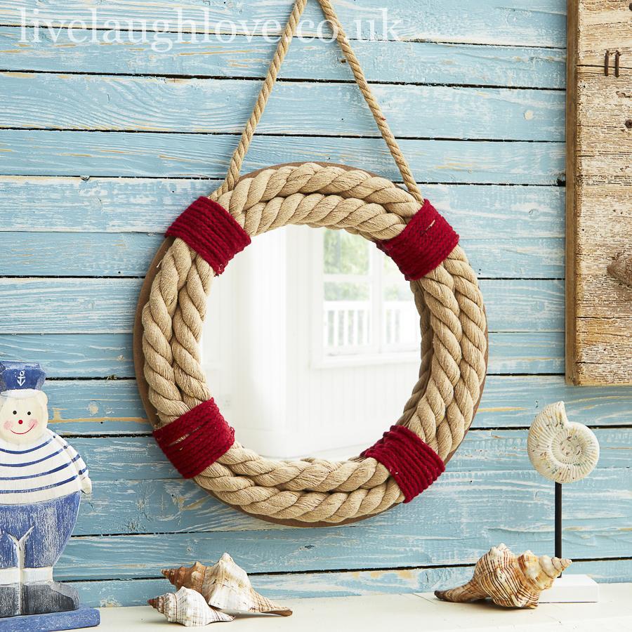 Rope Surround Life Ring Wall Mirror - LIVE LAUGH LOVE LIMITED