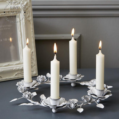 Round Flower & Leaves Metal Candle Holder - LIVE LAUGH LOVE LIMITED