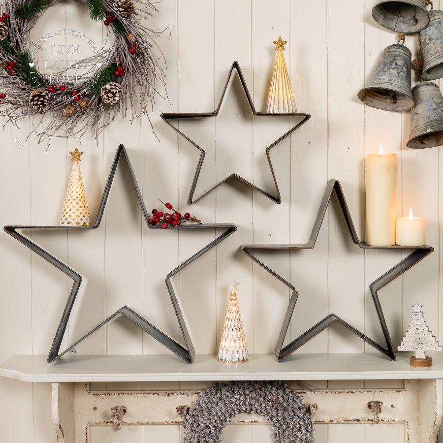 Rustic Cut Out Metal Stars With Ridges - LIVE LAUGH LOVE LIMITED