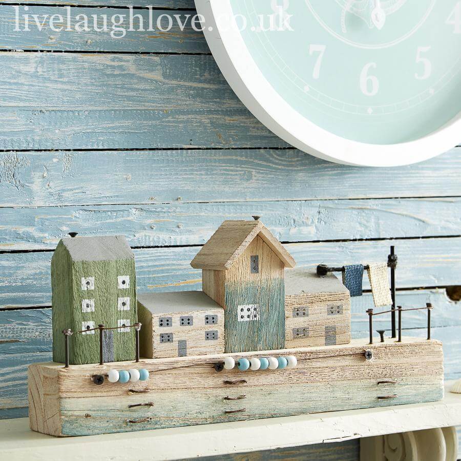 Rustic Driftwood Coastal Scene Shelf Sitter - LIVE LAUGH LOVE LIMITED