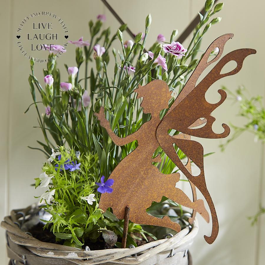 Rustic Fairy Pot Stake - LIVE LAUGH LOVE LIMITED