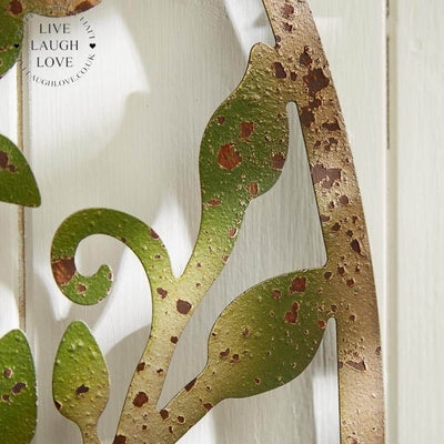 Rustic Metal Green Leaf Wall Decoration - LIVE LAUGH LOVE LIMITED