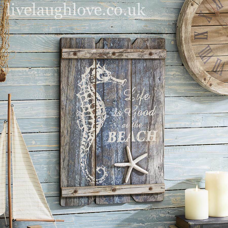 Rustic Nautical Plaque - Life Is Good At The Beach - LIVE LAUGH LOVE LIMITED