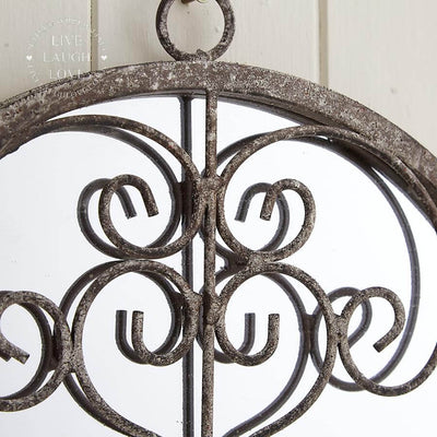 Rustic Wall Mirror With Scroll Work - LIVE LAUGH LOVE LIMITED