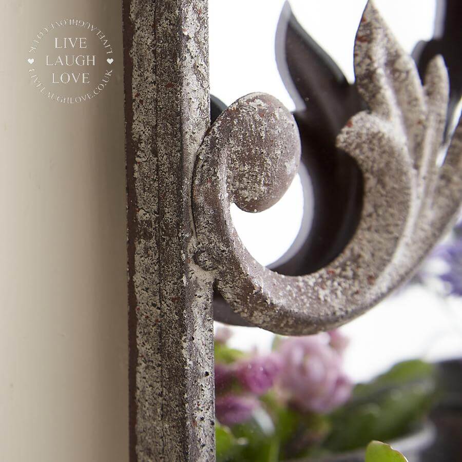 Rustic Wall Mirror With Triple Planter - LIVE LAUGH LOVE LIMITED