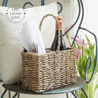 Seagrass Bottle Holder/Cutlery Basket (2 Compartment) - LIVE LAUGH LOVE LIMITED