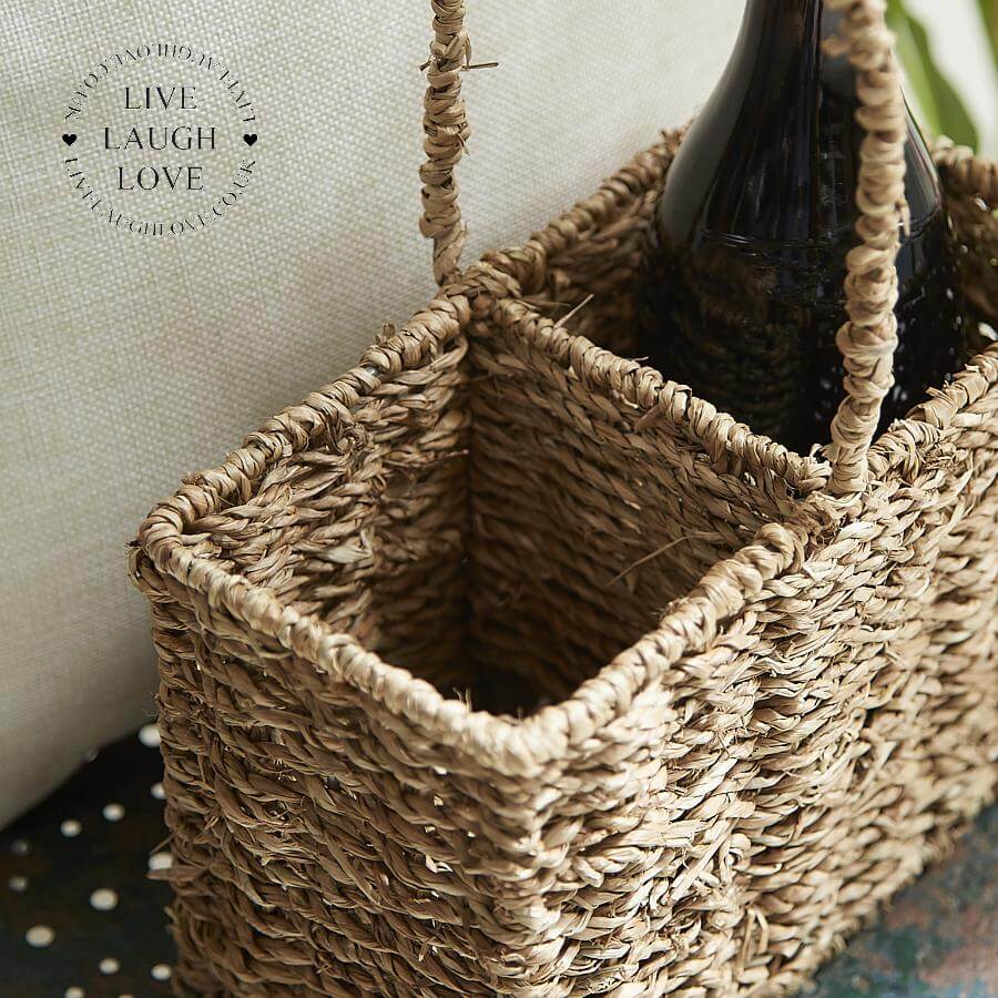 Seagrass Bottle Holder/Cutlery Basket (2 Compartment) - LIVE LAUGH LOVE LIMITED