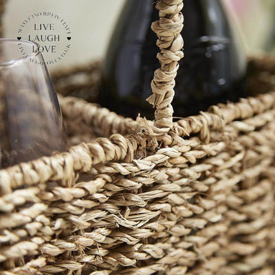 Seagrass Bottle Holder/Cutlery Basket (2 Compartment) - LIVE LAUGH LOVE LIMITED