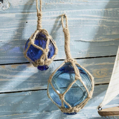 Set Of 2 Hanging Glass Buoys - 10cm & 6.5cm - LIVE LAUGH LOVE LIMITED