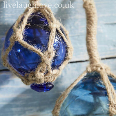 Set Of 2 Hanging Glass Buoys - 10cm & 6.5cm - LIVE LAUGH LOVE LIMITED