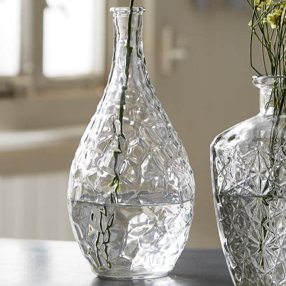 Set Of 2 Large Decorative Clear Glass Vases - Set A - LIVE LAUGH LOVE LIMITED