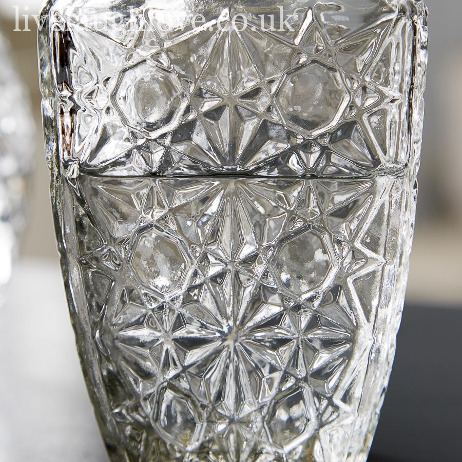 Set Of 2 Large Decorative Clear Glass Vases - Set A - LIVE LAUGH LOVE LIMITED
