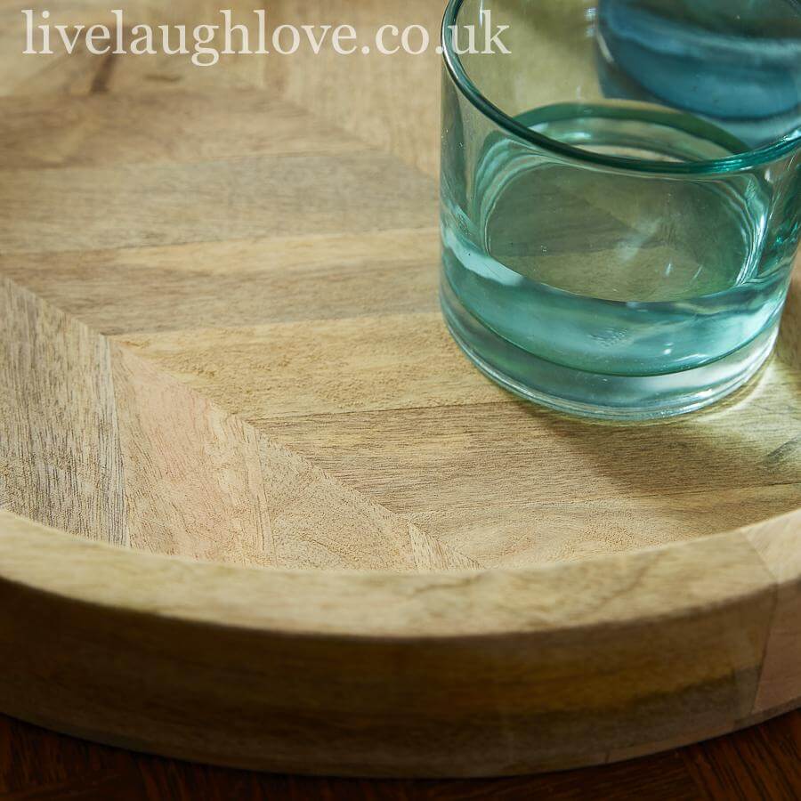 Set Of 2 Round Herringbone Trays - LIVE LAUGH LOVE LIMITED