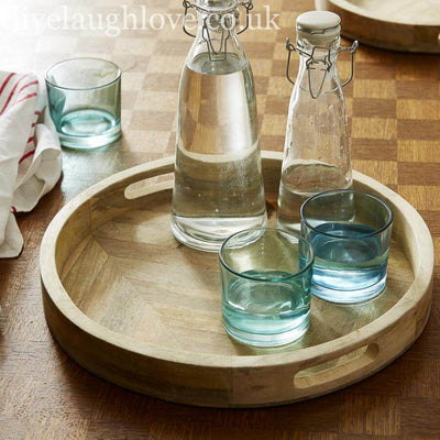 Set Of 2 Round Herringbone Trays - LIVE LAUGH LOVE LIMITED