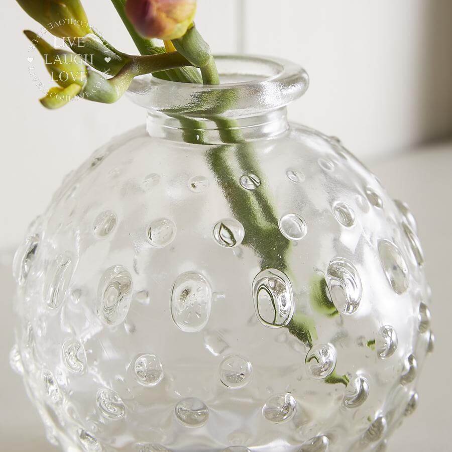 Set of 3 Clear Glass Vases - LIVE LAUGH LOVE LIMITED