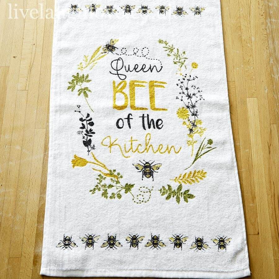 Set Of 3 Cotton Tea Towels - Queen Bee - LIVE LAUGH LOVE LIMITED