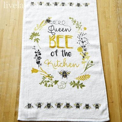 Set Of 3 Cotton Tea Towels - Queen Bee - LIVE LAUGH LOVE LIMITED