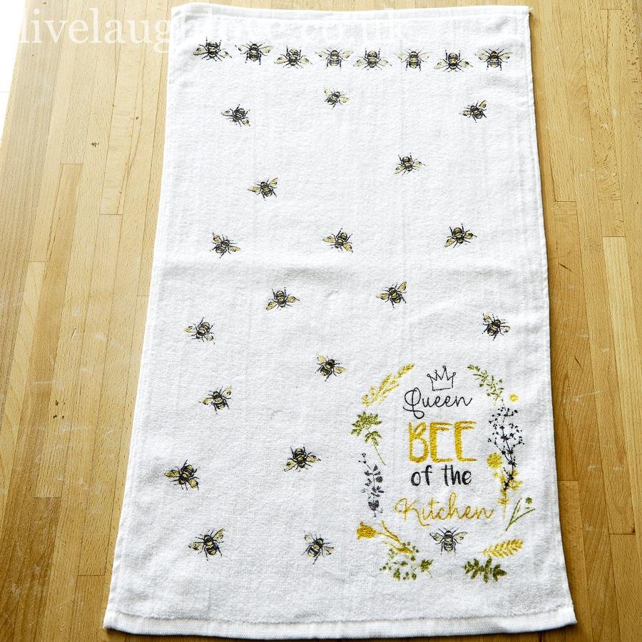 Set Of 3 Cotton Tea Towels - Queen Bee - LIVE LAUGH LOVE LIMITED