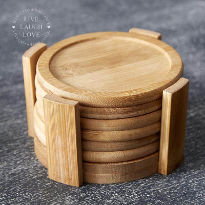 Set of 6 Bamboo Coasters - LIVE LAUGH LOVE LIMITED