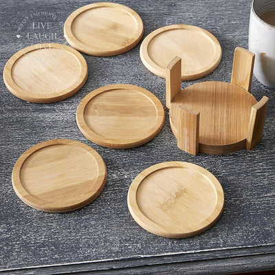 Set of 6 Bamboo Coasters - LIVE LAUGH LOVE LIMITED