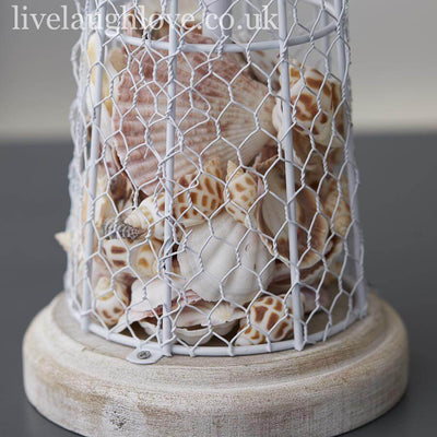 Shell Filled Lighthouse Lamp With Fabric Shade - LIVE LAUGH LOVE LIMITED