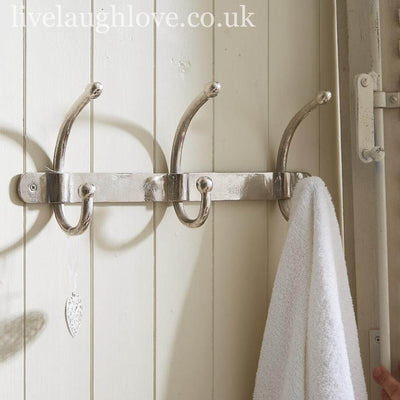 Silver Metal 3 Coat Hooks - LIVE LAUGH LOVE LIMITED