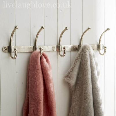 Silver Metal 5 Coat Hooks - LIVE LAUGH LOVE LIMITED