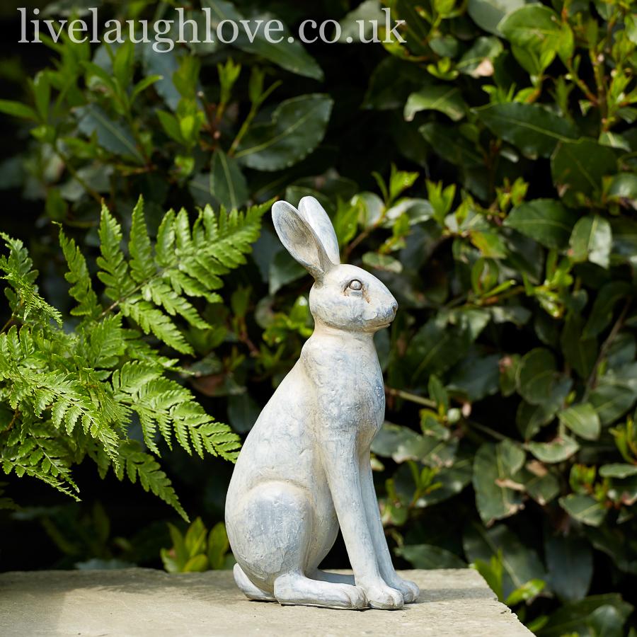 Sitting Stone Effect Grey Hare - LIVE LAUGH LOVE LIMITED